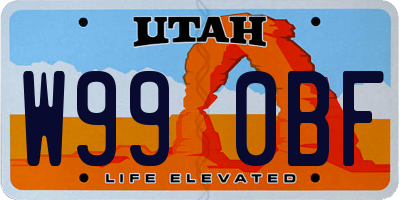 UT license plate W990BF