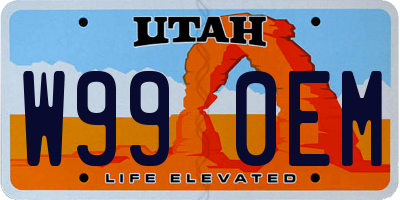 UT license plate W990EM