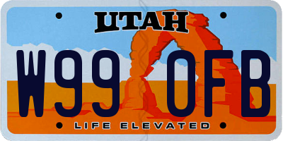 UT license plate W990FB