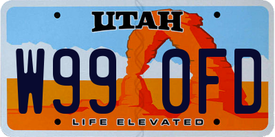 UT license plate W990FD