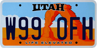 UT license plate W990FH