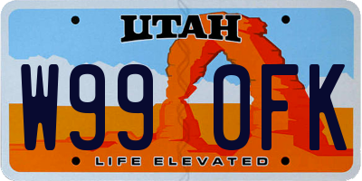 UT license plate W990FK
