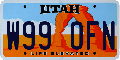 UT license plate W990FN