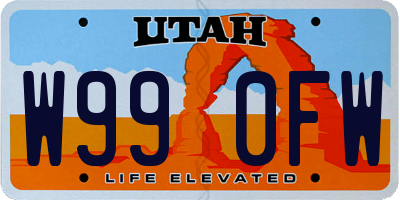 UT license plate W990FW