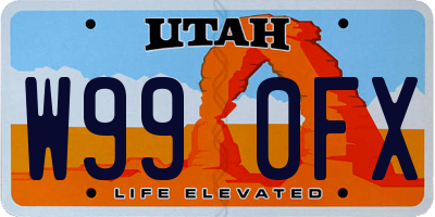 UT license plate W990FX