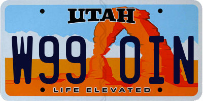 UT license plate W990IN