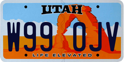 UT license plate W990JV