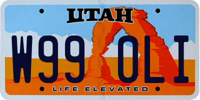 UT license plate W990LI