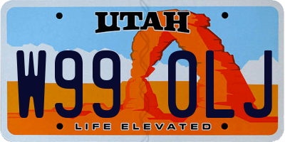 UT license plate W990LJ