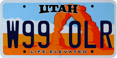 UT license plate W990LR