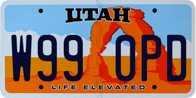 UT license plate W990PD