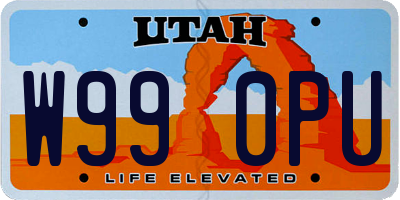 UT license plate W990PU