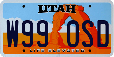 UT license plate W990SD