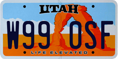 UT license plate W990SF