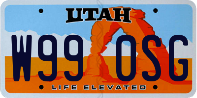 UT license plate W990SG