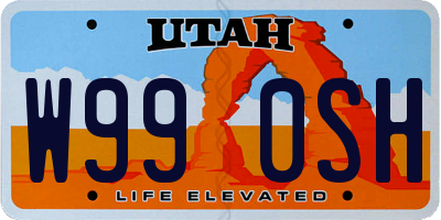 UT license plate W990SH