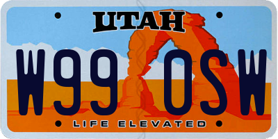 UT license plate W990SW