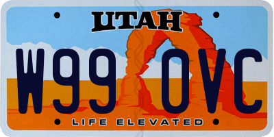 UT license plate W990VC