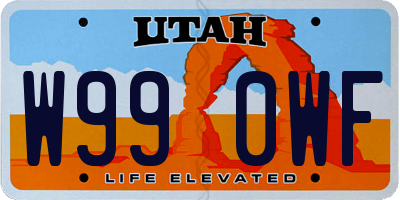 UT license plate W990WF