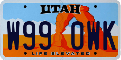 UT license plate W990WK