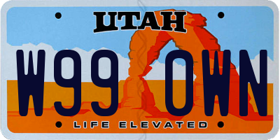 UT license plate W990WN