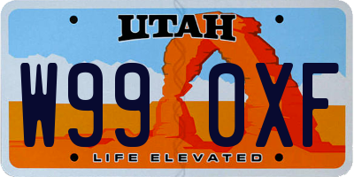 UT license plate W990XF