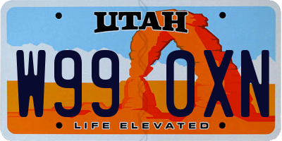 UT license plate W990XN