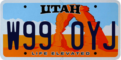 UT license plate W990YJ