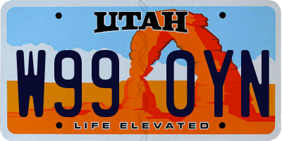 UT license plate W990YN