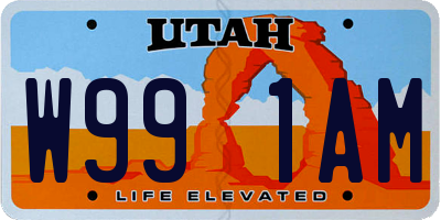 UT license plate W991AM