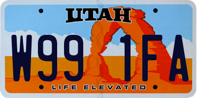 UT license plate W991FA