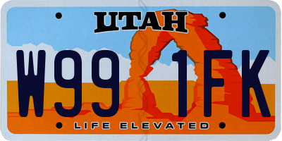 UT license plate W991FK