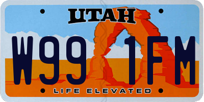UT license plate W991FM