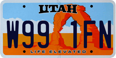 UT license plate W991FN