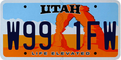 UT license plate W991FW