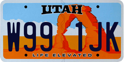 UT license plate W991JK