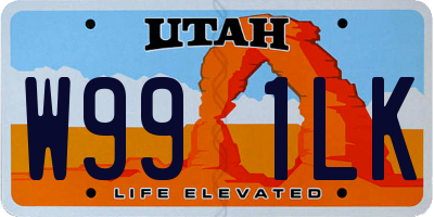 UT license plate W991LK