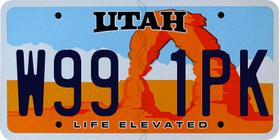 UT license plate W991PK