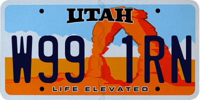 UT license plate W991RN