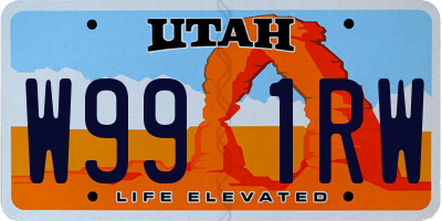 UT license plate W991RW