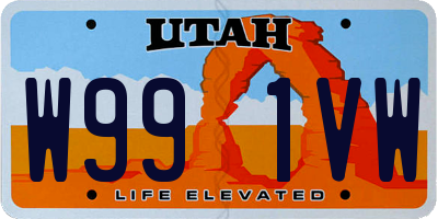 UT license plate W991VW