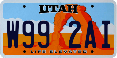 UT license plate W992AI