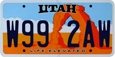 UT license plate W992AW