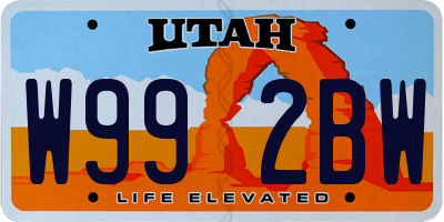 UT license plate W992BW