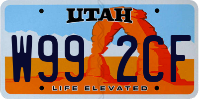 UT license plate W992CF