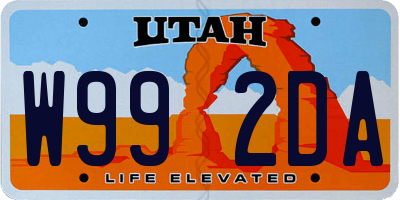 UT license plate W992DA