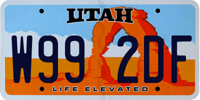 UT license plate W992DF