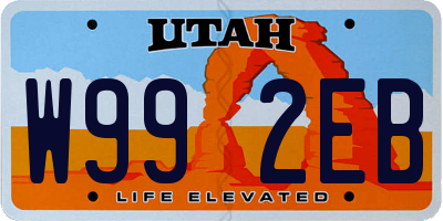 UT license plate W992EB
