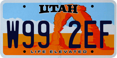UT license plate W992EF