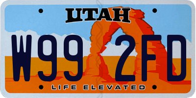 UT license plate W992FD